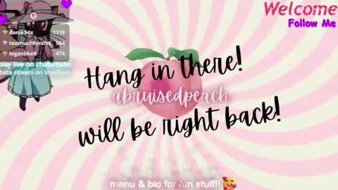 Snapshot of abruisedpeach chatting on December 2, 5:02 am Peach online show from December 2, 5:02 am