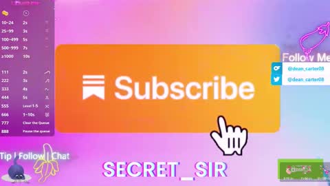 Snapshot of secret_sir chatting on October 12, 9:36 pm Dean Carter online show from October 12, 9:36 pm