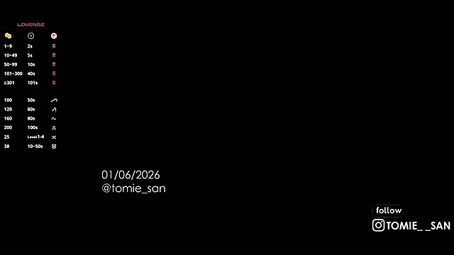 Snapshot of tomie_san chatting on June 1, 10:50 am tomie san online show from June 1, 10:50 am